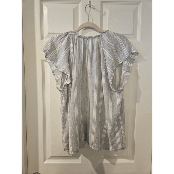 Rails Revolve Raven Flutter Sleeve Linen Top Alameda Stripe Womens XXL - Picture 7 of 7